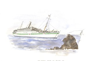 HMHS Asturias was a hospital ship which foundered on the rocks at Salcombe
